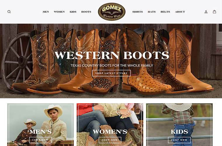Shopify Expert Web Design Gomez Western Wear
