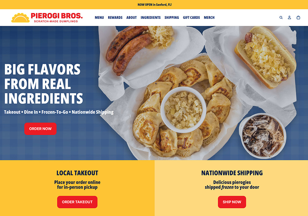 Pierogi Bros after website redesign by Studio 239 Design