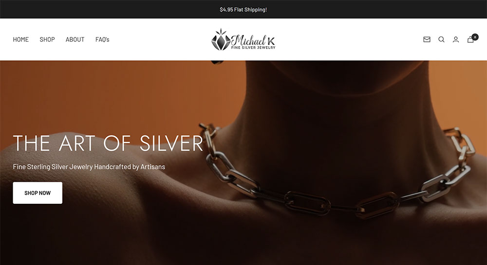 Michael K Jewelry Shopify website