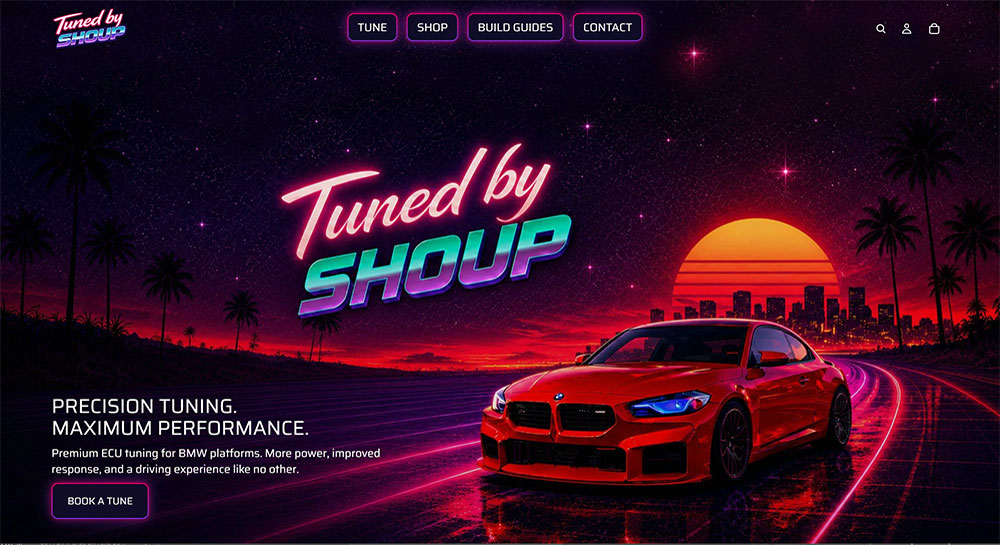 Tuned by Shoup Shopify website
